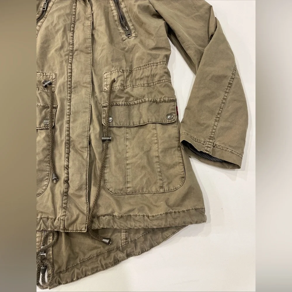 SOLD Levi's Army Jacket Womens M Green Hooded Field Chore Military Utility Coat - Picture 3 of 16